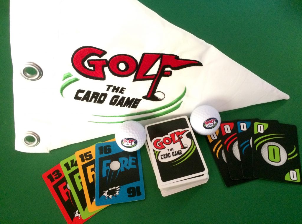 Golf flag and cards and golf balls
