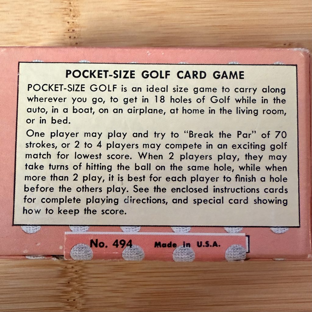 Back of Pocket-Sized Golf Card Game Box