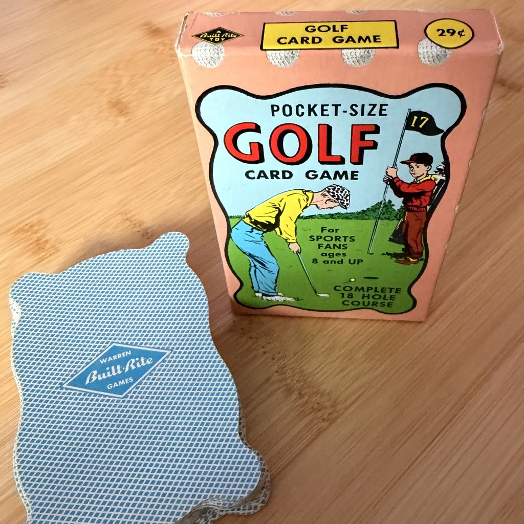 Pocket-Size Golf Card Game with cards on the table.