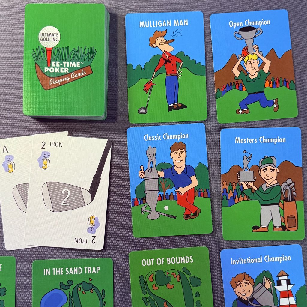 Tee-Time Poker Cards laid on table.