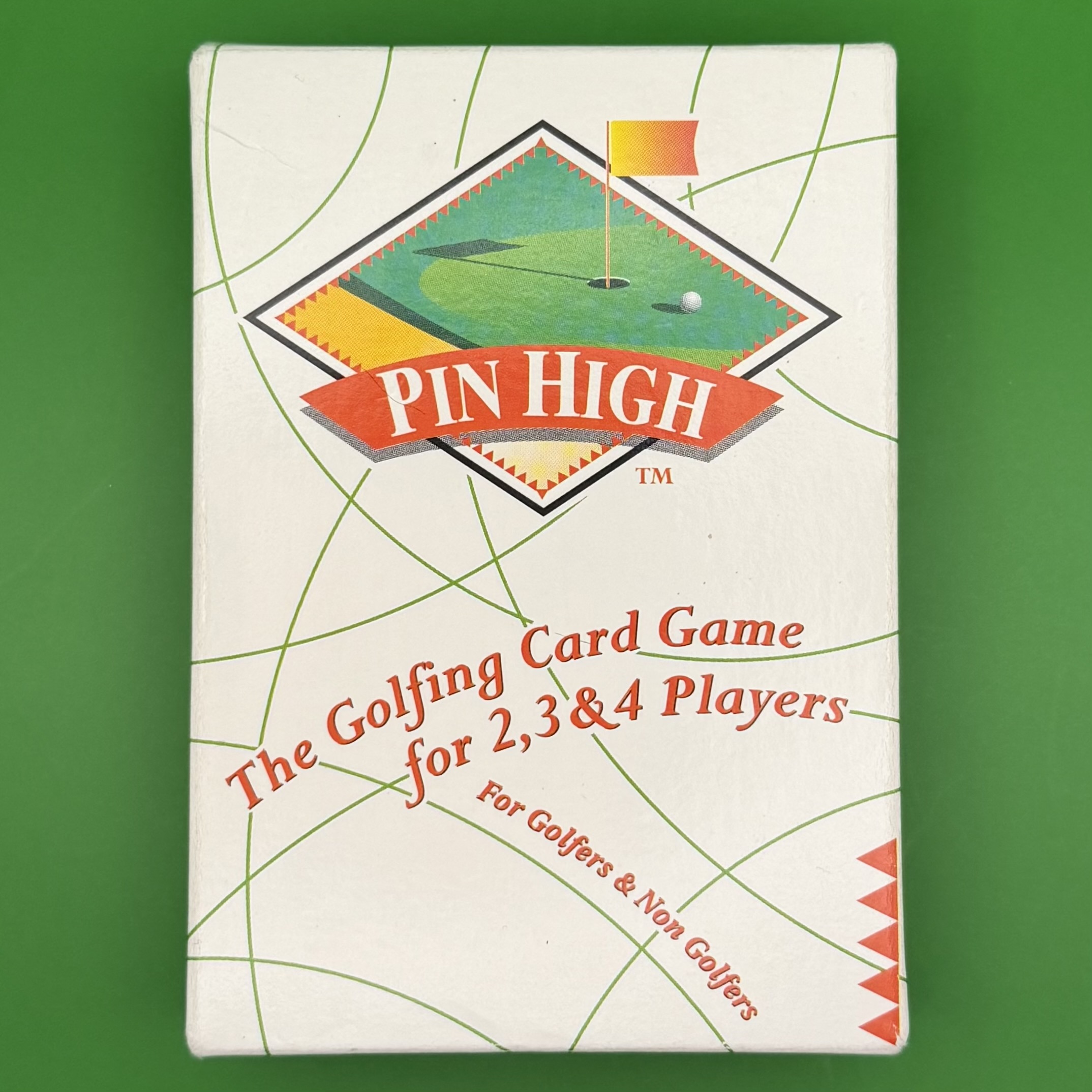 Pin Hight Golf Game Card Box on Green Background