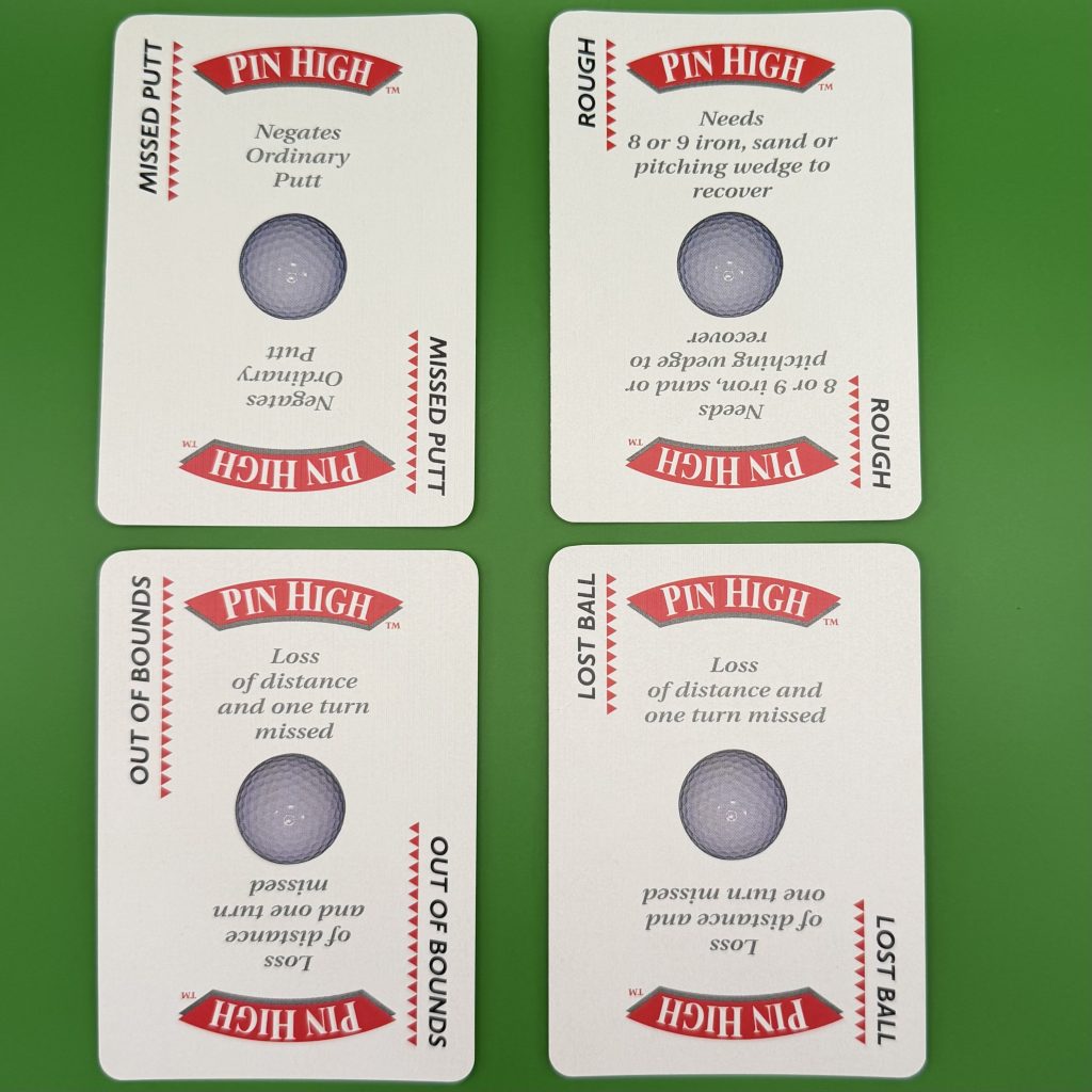 Pin High Four Cards laid out on green background
