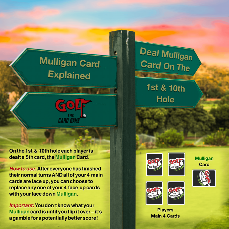 The Mulligan Card Explained on a golf course cart trail sign