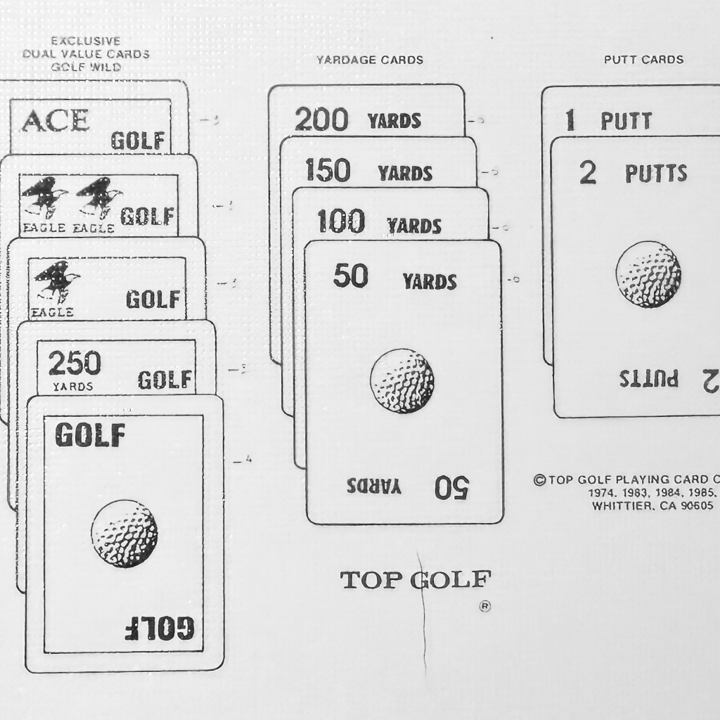 Cards and their values for Top Golf