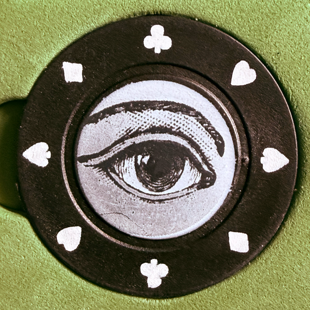 Two Under The Golfers Card Game Poker Chip with eye in the center