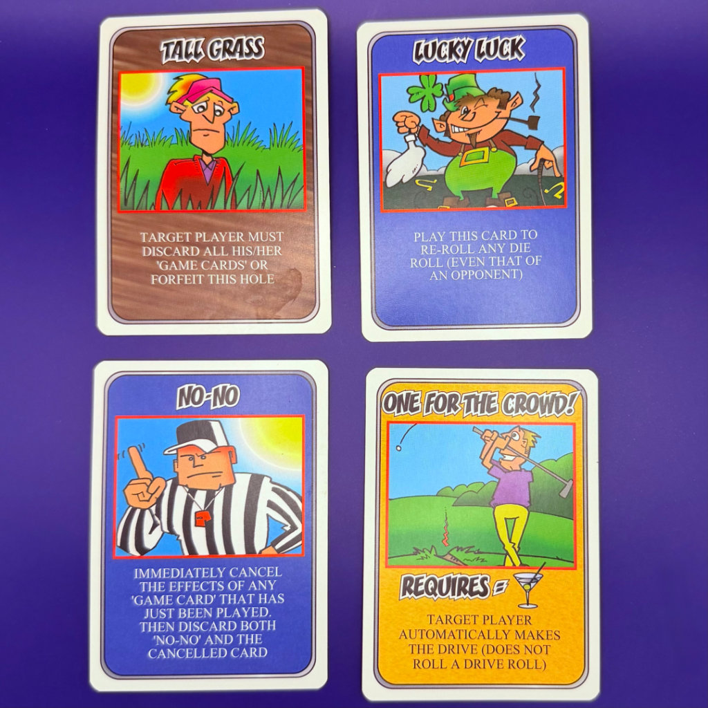 Four game cards from GolfMania!