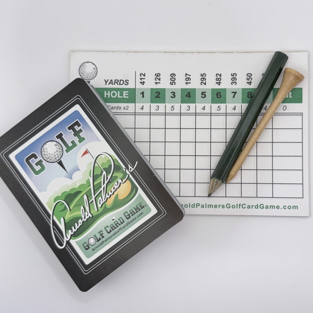 Arnold Palmer Golf Card Game scoresheet and Cards
