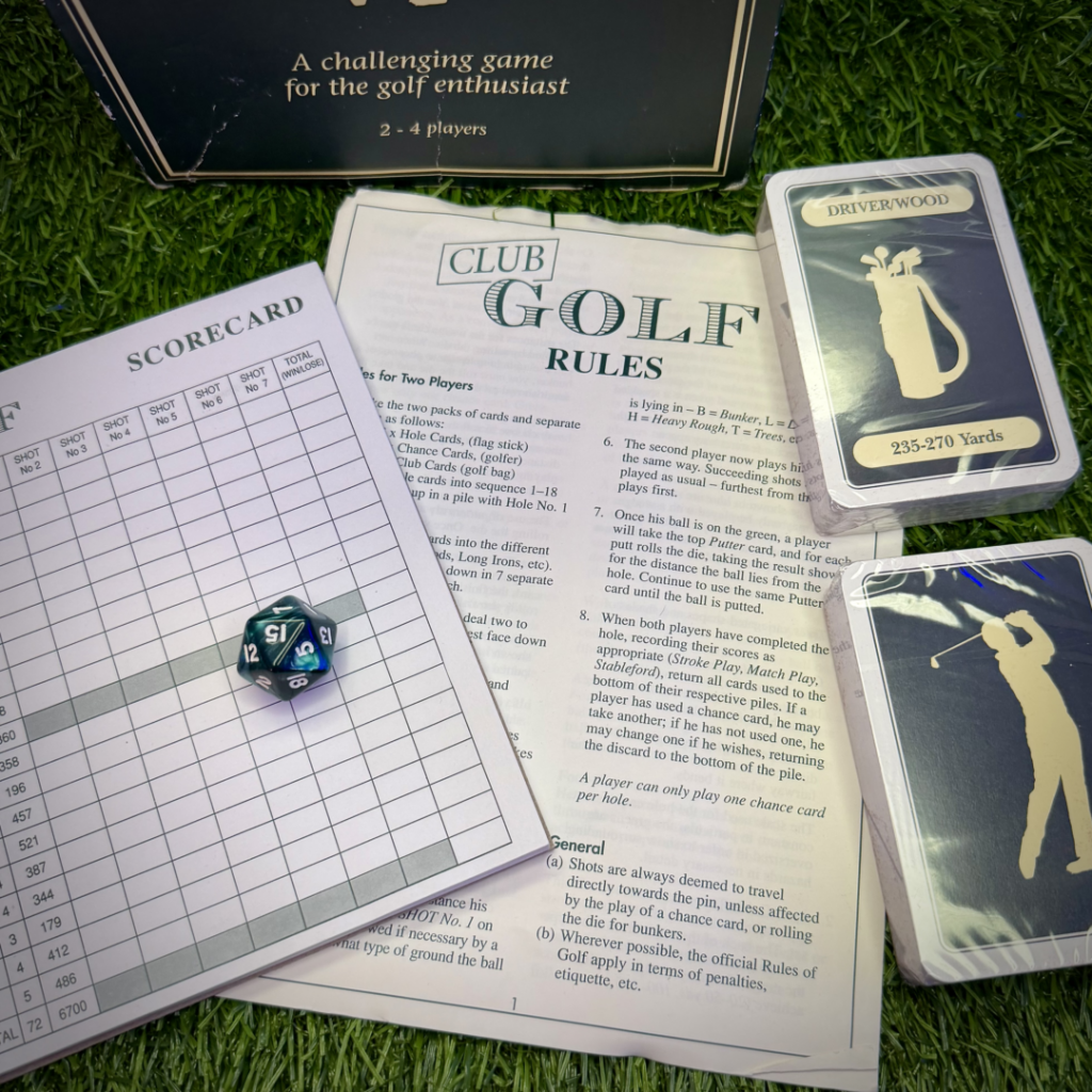 Club Golf Dice Scorecard and cards
