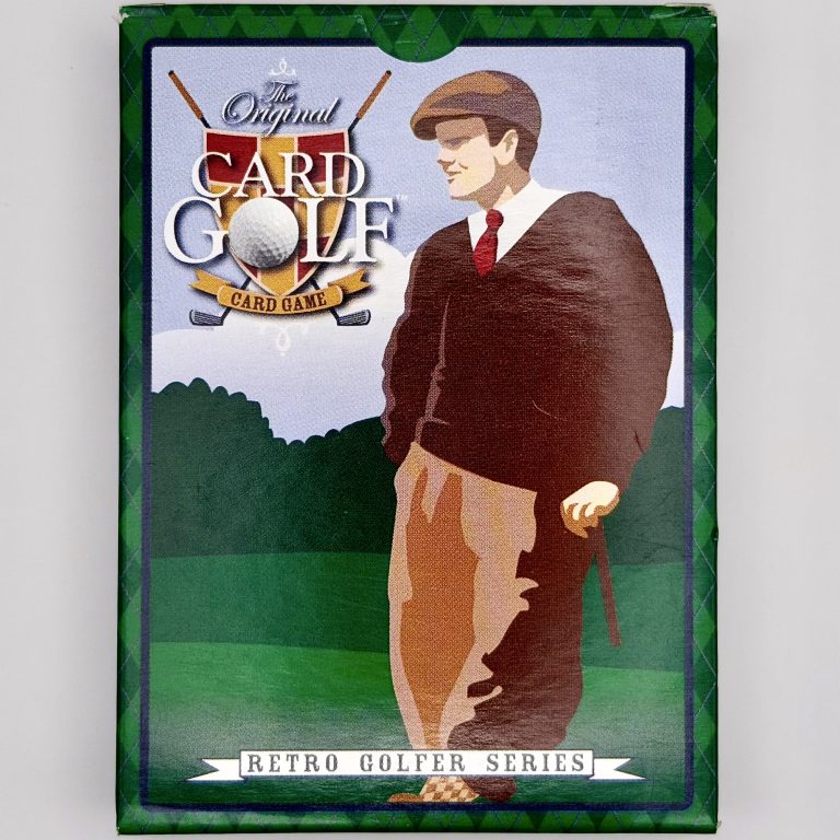The Original Card Golf box, green argyle with a retro golfer